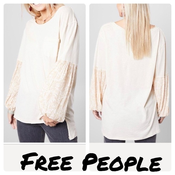 Free People Jade Long Sleeve Women's Contrast Top boho fall spring - Picture 1 of 9